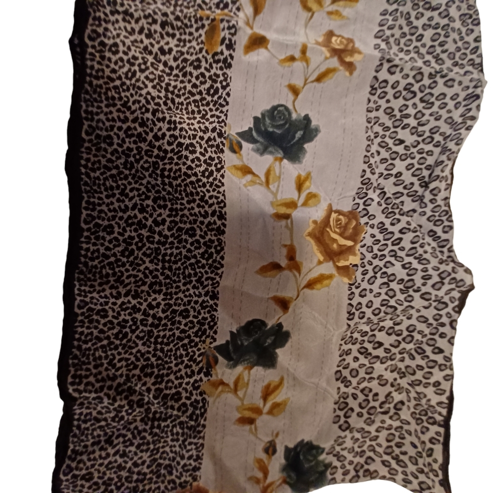 Diahann carroll 100% silk rose leopard scarf